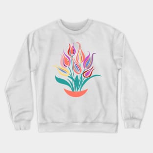 Tulips Colorful Flowers bouquet Modern Art Crewneck Sweatshirt